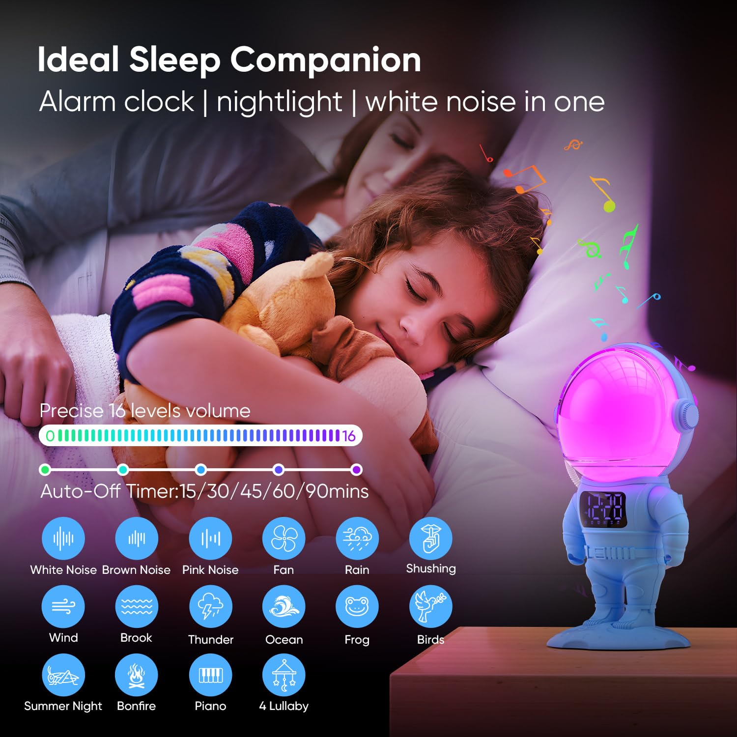 Night light with 22 colors including solid and RGB effects