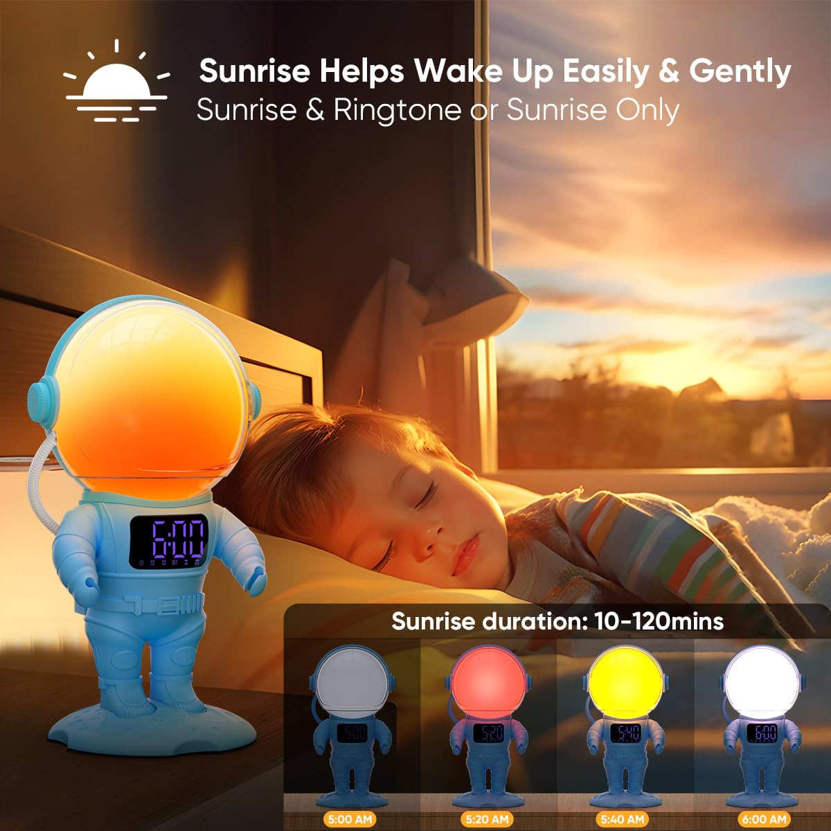 Kids bedroom wake up light alarm clock