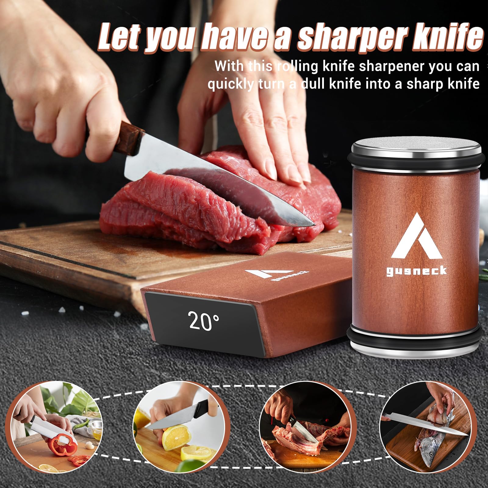 Compact knife sharpener with magnetic base for stable sharpening