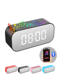 AFK alarm clock with Bluetooth speaker dual alarms and mirror LED display