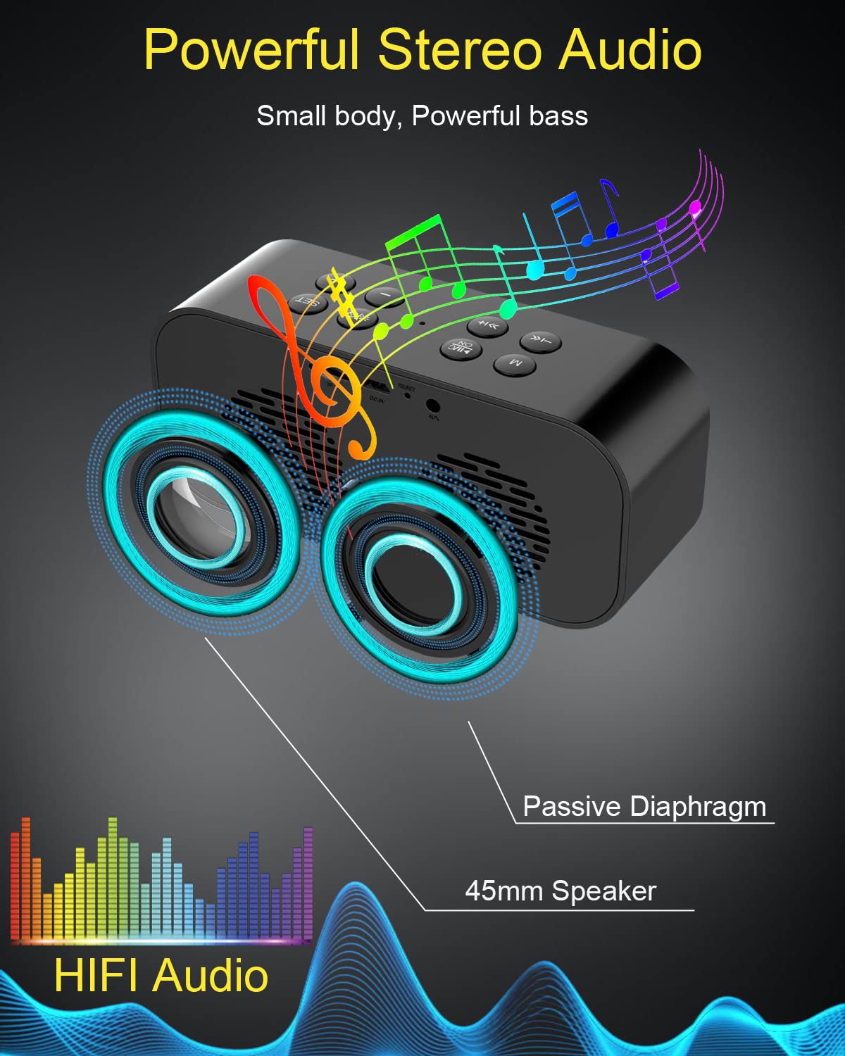 AFK clock features USB charging cable and long playback time