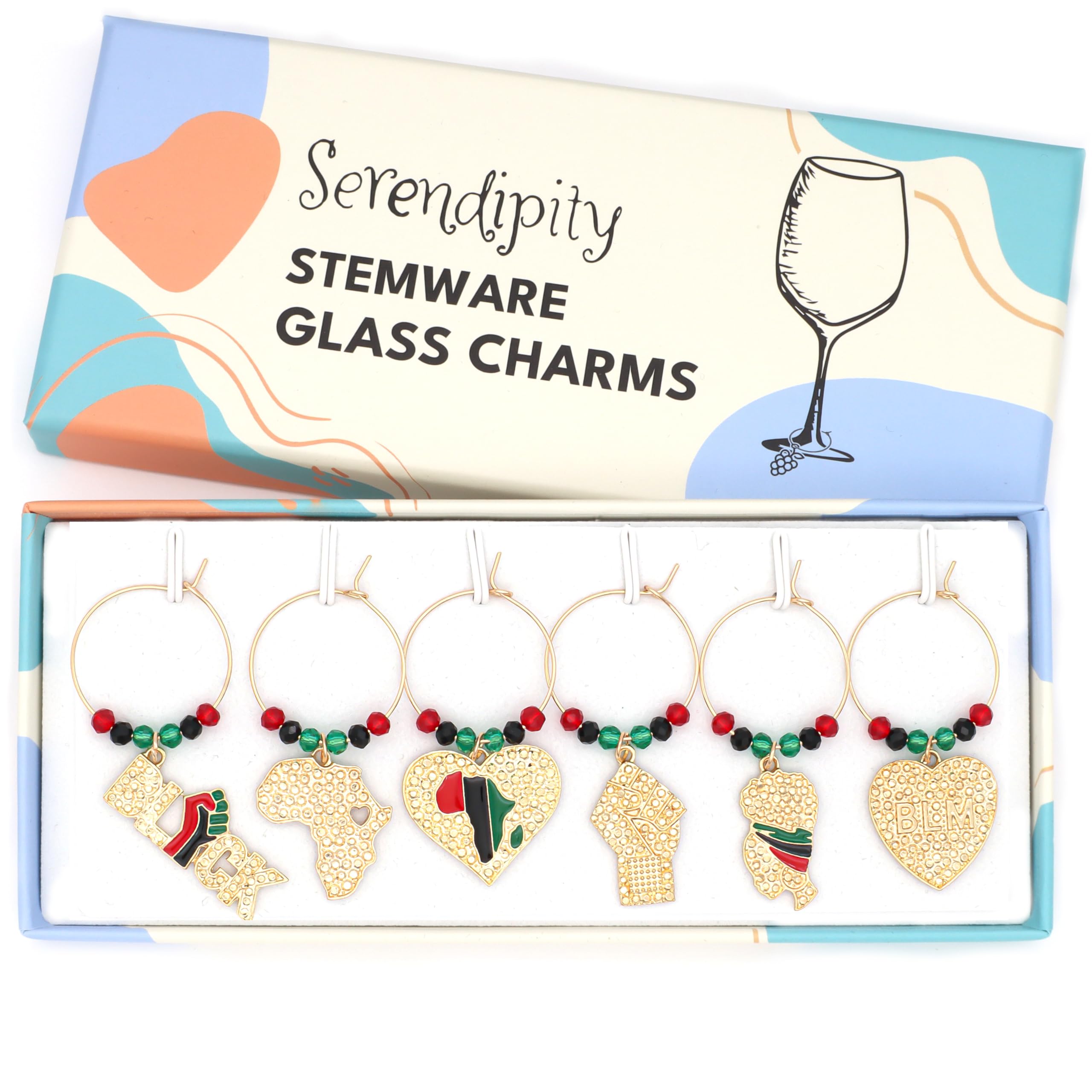 Africa continent wine charm marker