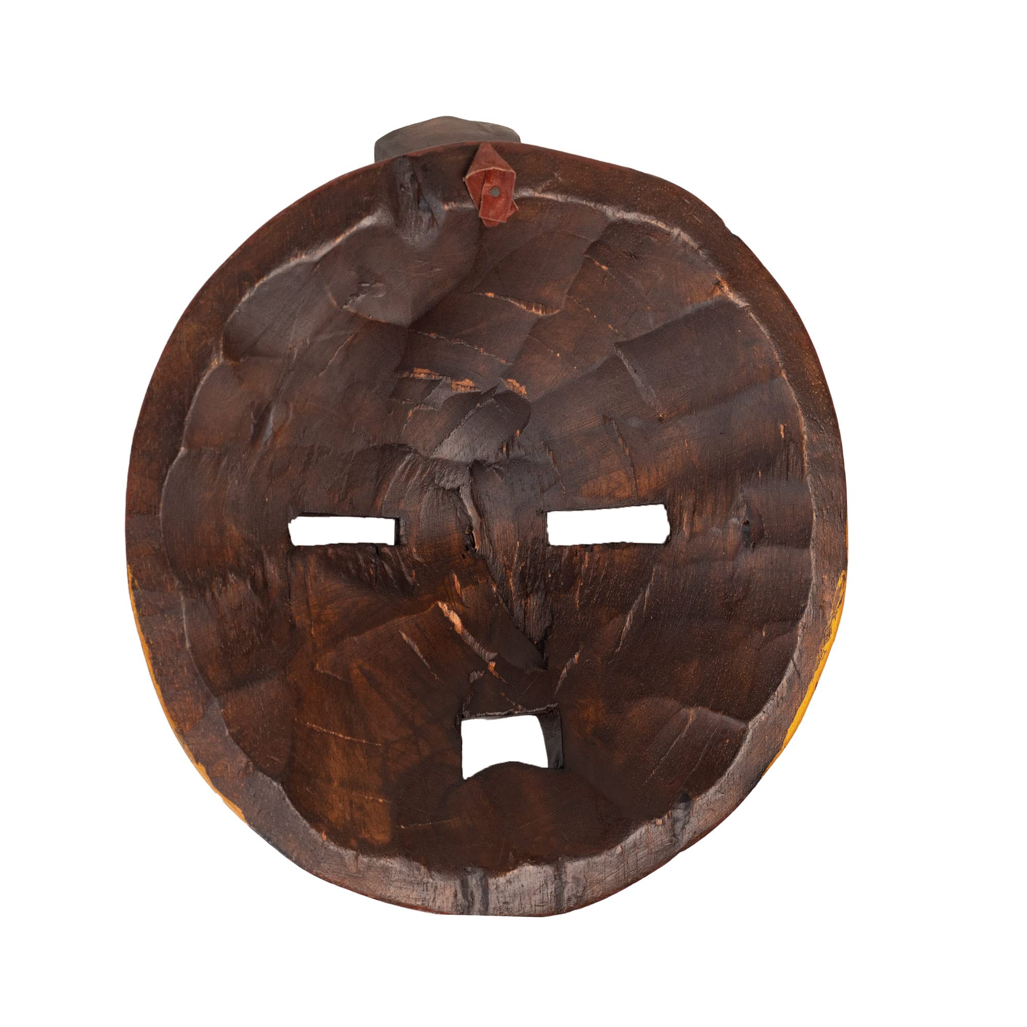 African art wooden mask with aluminium and brass accents