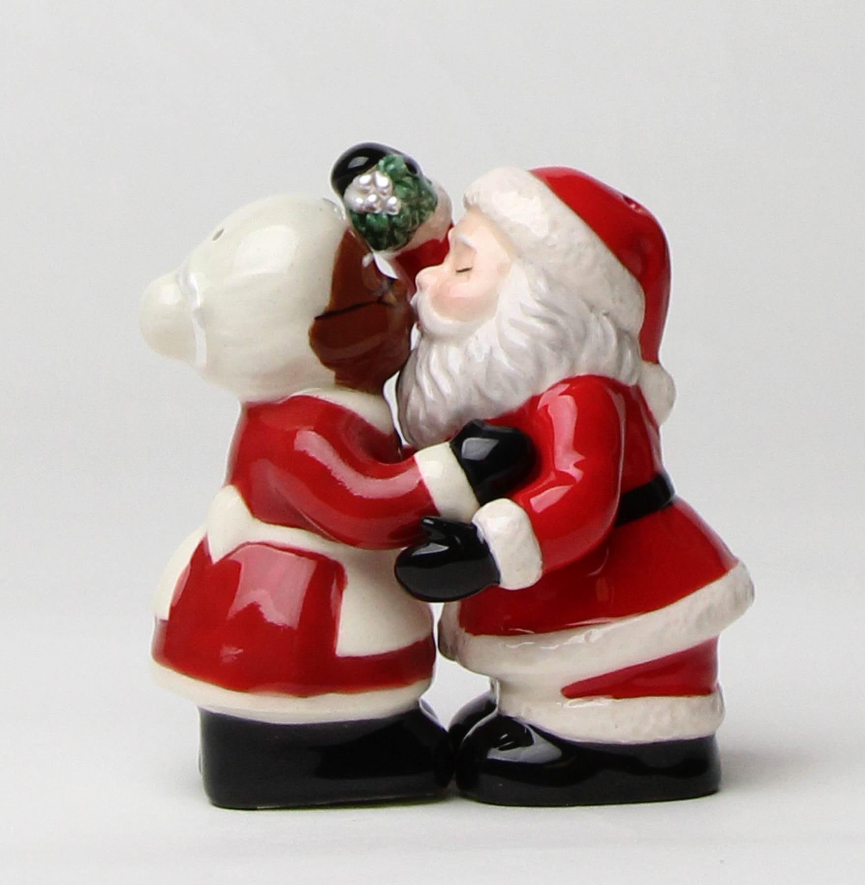 Interracial Caucasian and African American Santa couple decor