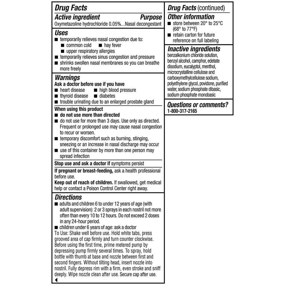 Afrin Nasal Spray Adults and 6 to 12 with supervision packaging