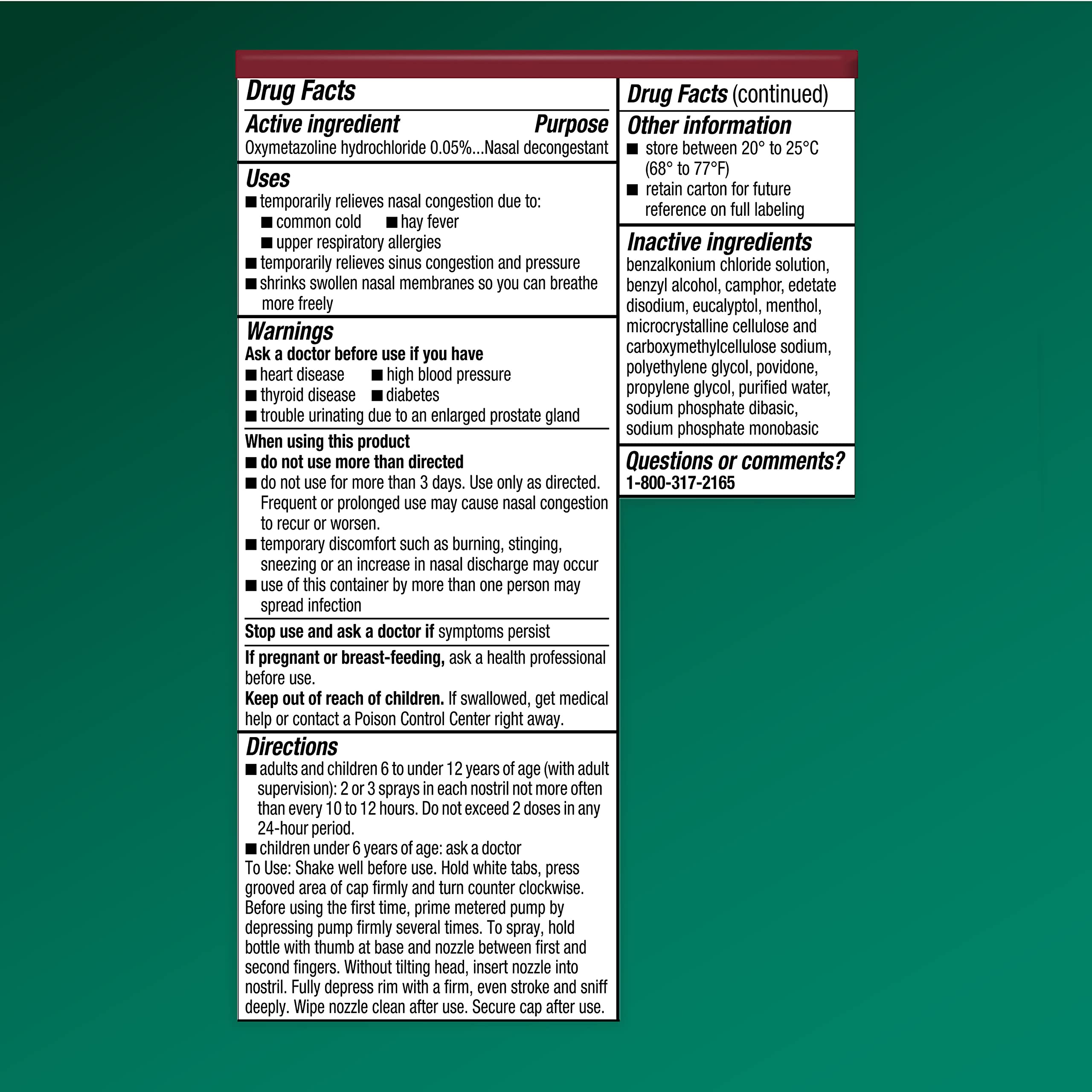 Afrin No Drip Nasal Decongestant packaging box