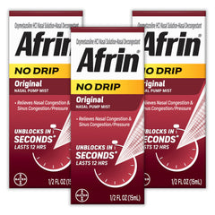 Afrin No Drip Original Nasal Mist triple pack bottle front view