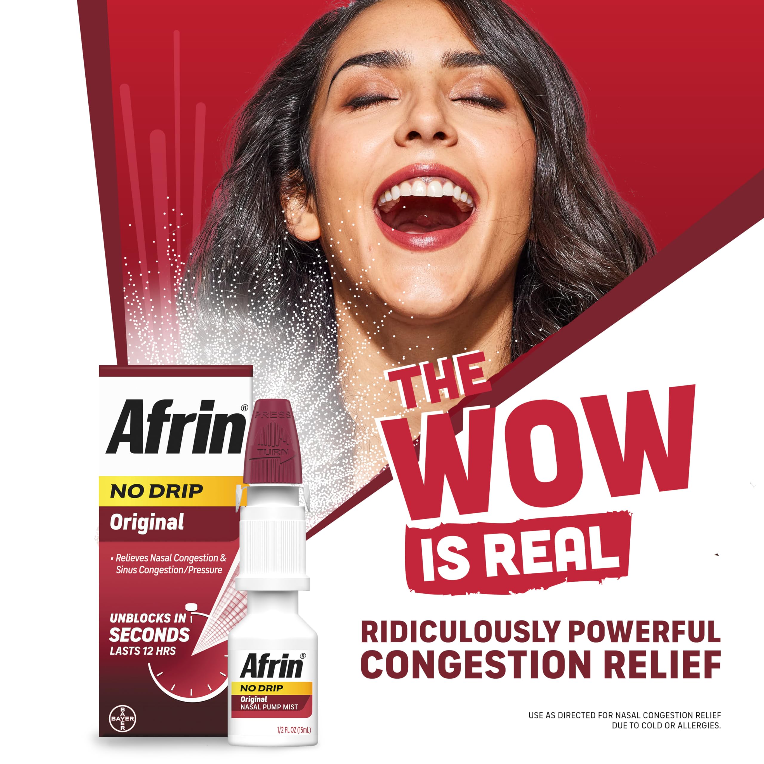 Afrin No Drip Original Nasal Mist triple pack packaging box