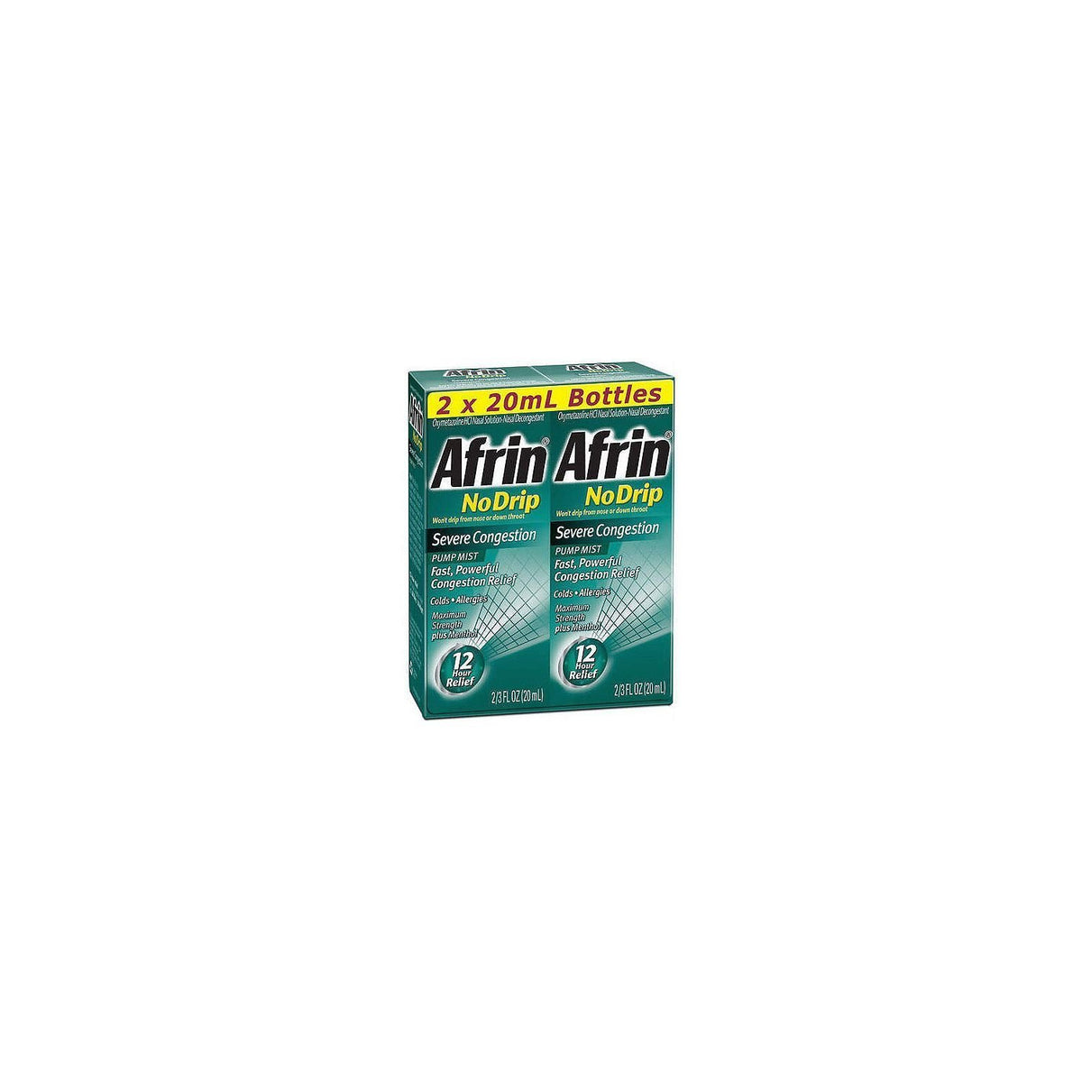 Afrin No Drip Severe Congestion Pump Mist Nasal Spray 12 Hour Relief Pack of 2
