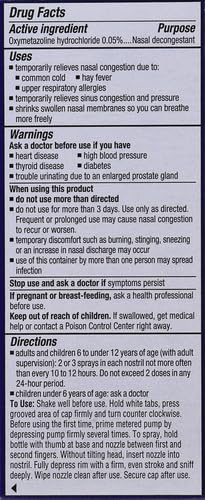 Afrin nasal decongestant pump mist 15 mL package