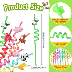 24Pcs farm animal straw set for kids party favors