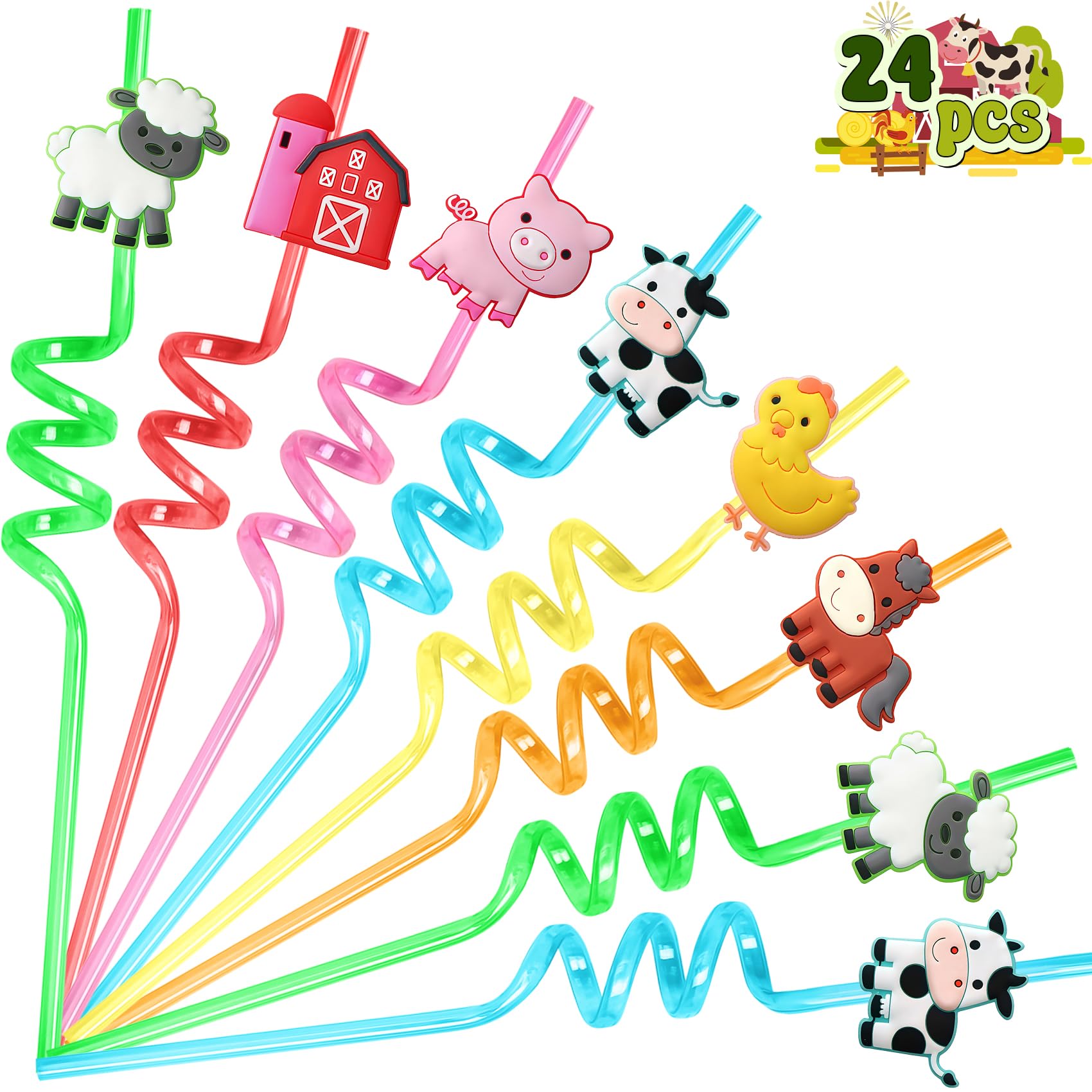 AFZMON farm animal loop straw bulk with removable toppers