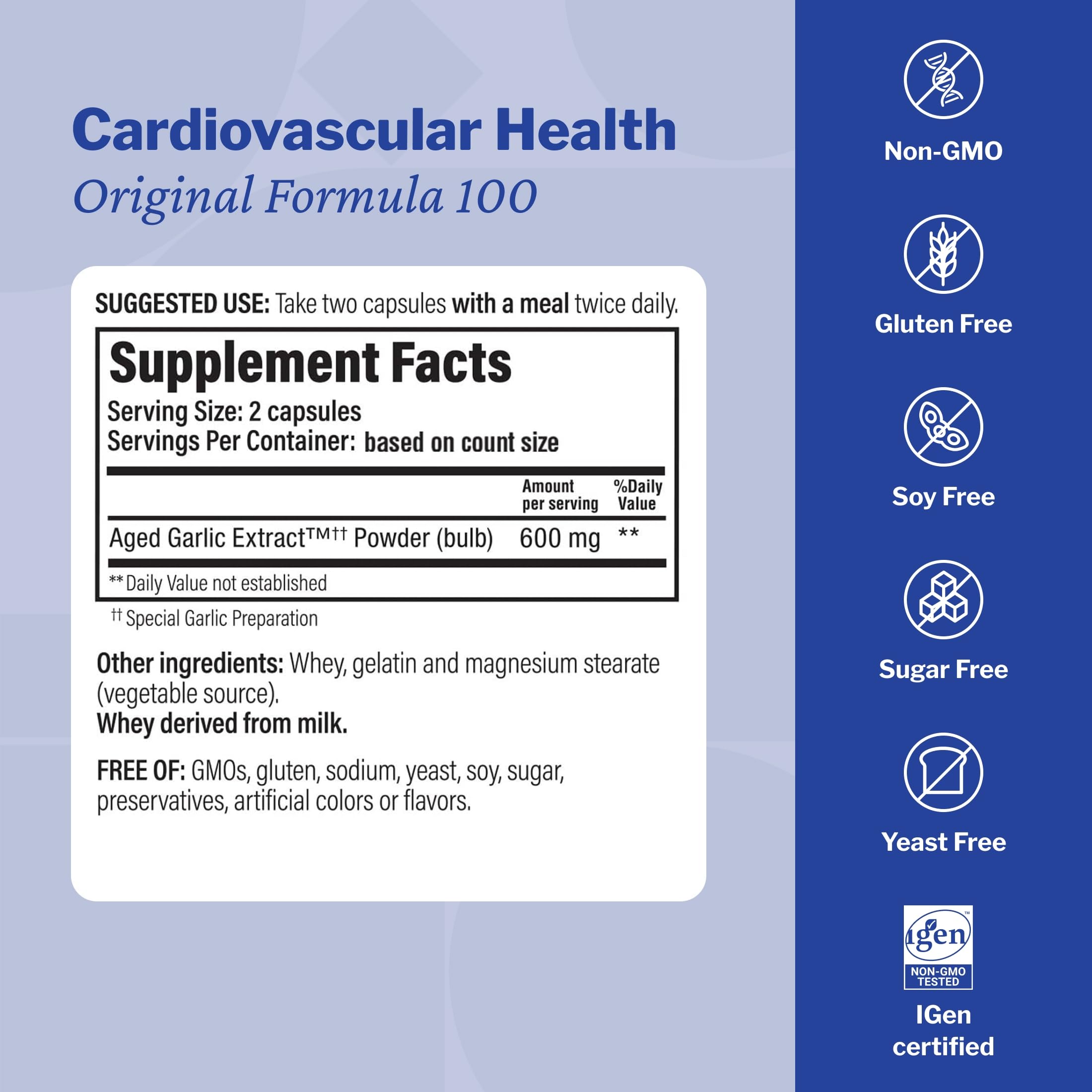 Odorless garlic extract capsules for cardiovascular health