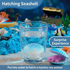 Contents show sensory sand bag and sea animals in box