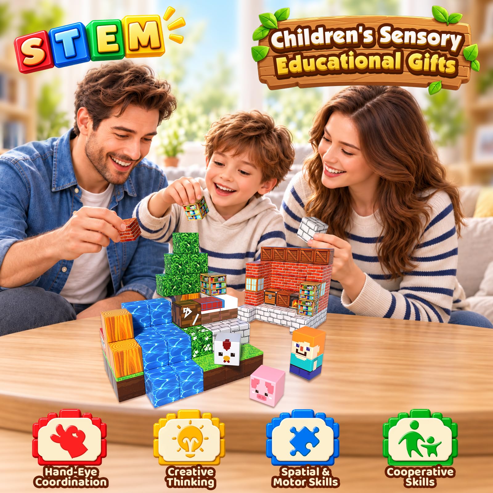 Blocks compatible with other magnetic building sets