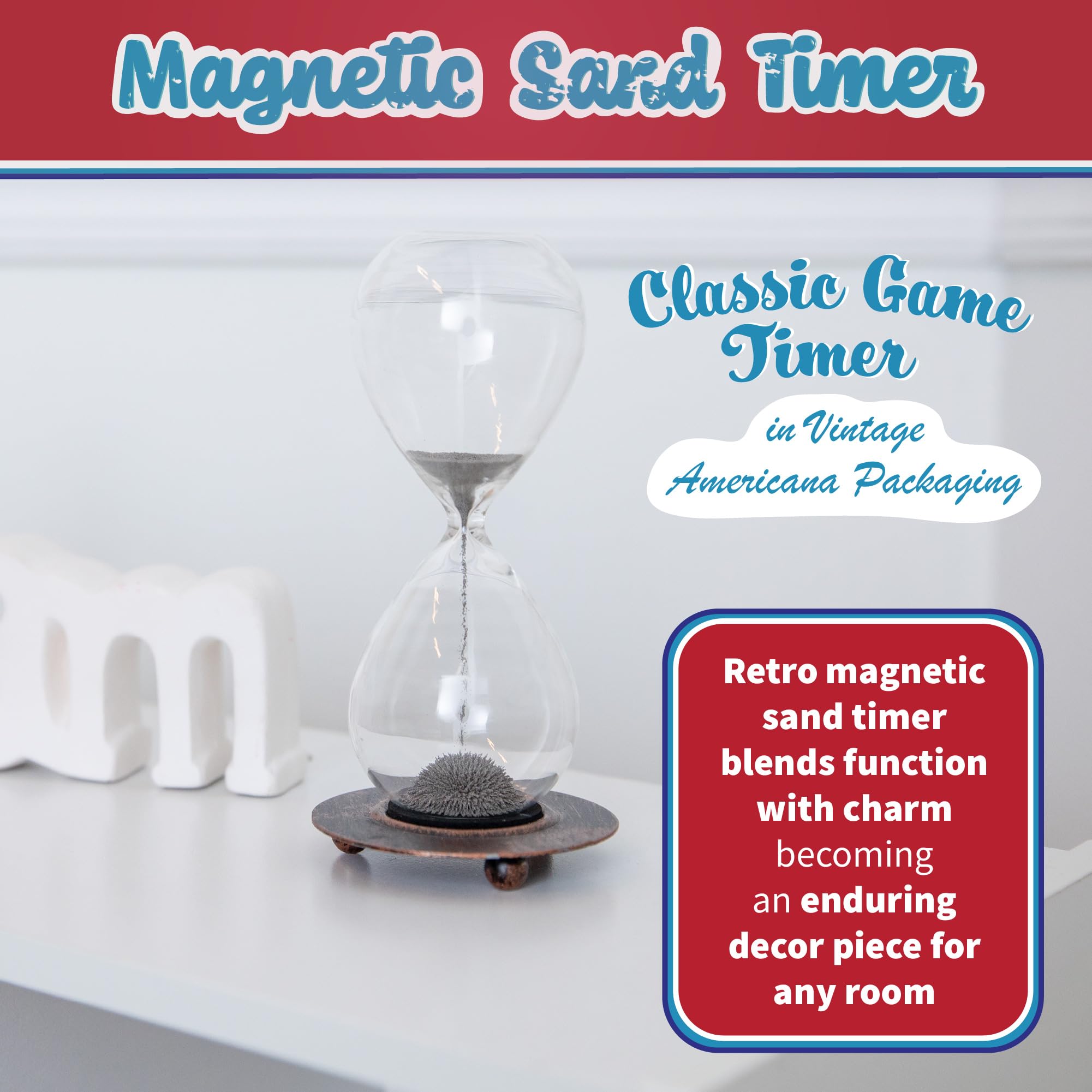Colorful sand pouring in magnetic sandtimer
