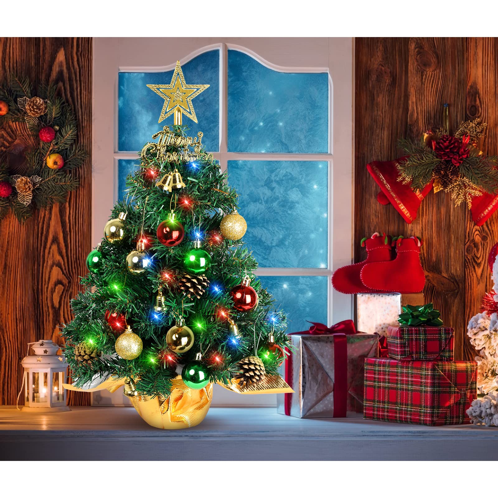 Indoor or outdoor AGIRL Christmas table decor with lights