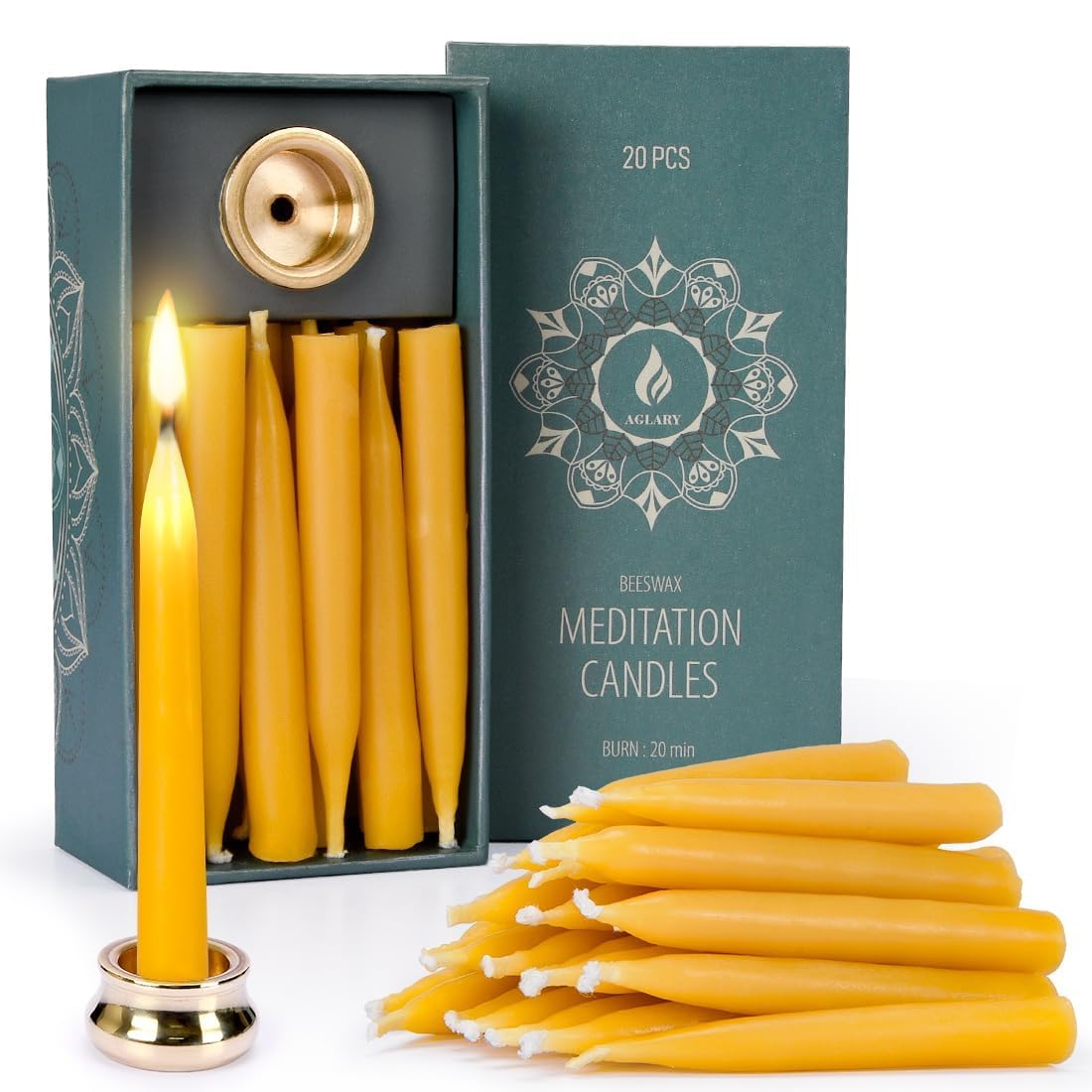 AGLARY beeswax meditation candles with packaging