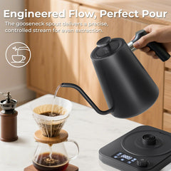 Narrow gooseneck spout for pour-over coffee and tea AGORVIO