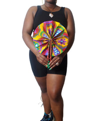 Multicolor Ankara and Kente design fan