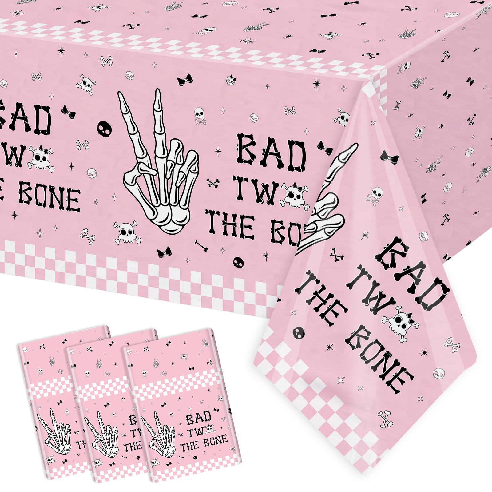 AIBIIN bad 2nd the bone tablecloth pink 3pcs for girls skeleton theme
