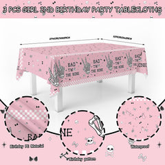 Bone tablecloth pink 3pcs for music theme party decor