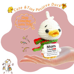 emotional support crochet duck with note card for mom