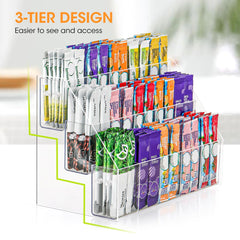 Crystal-clear BPA-free acrylic Drink Packet Organizer open design for quick access