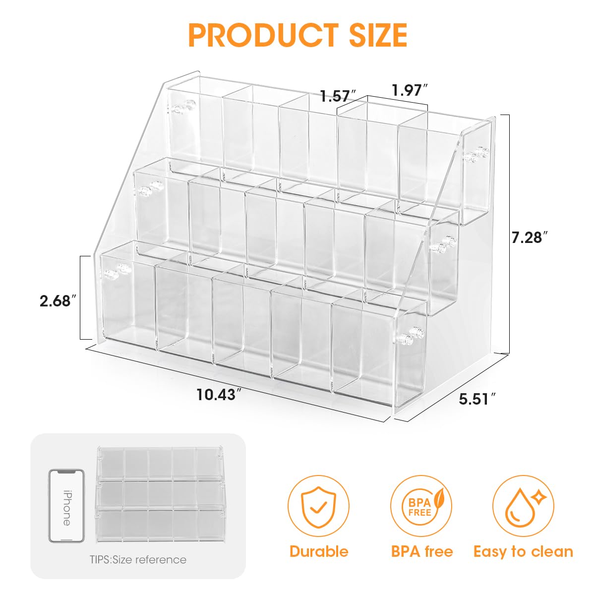 AIEVE vanity organizer holder for makeup brushes in clear acrylic