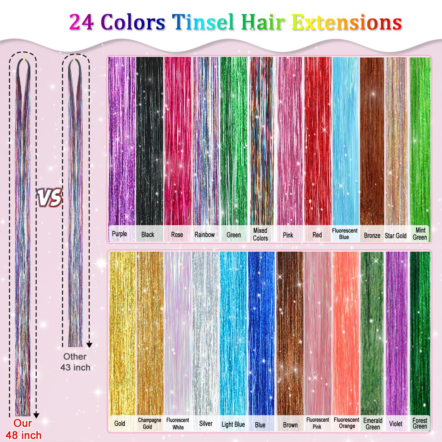Hair tinsel kit tools including crochet hook and threader