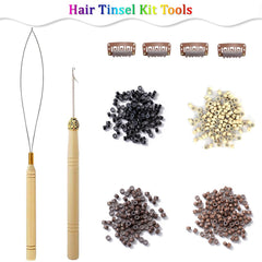 Microlink beads in four colors black brown light brown blonde for tinsel attachment