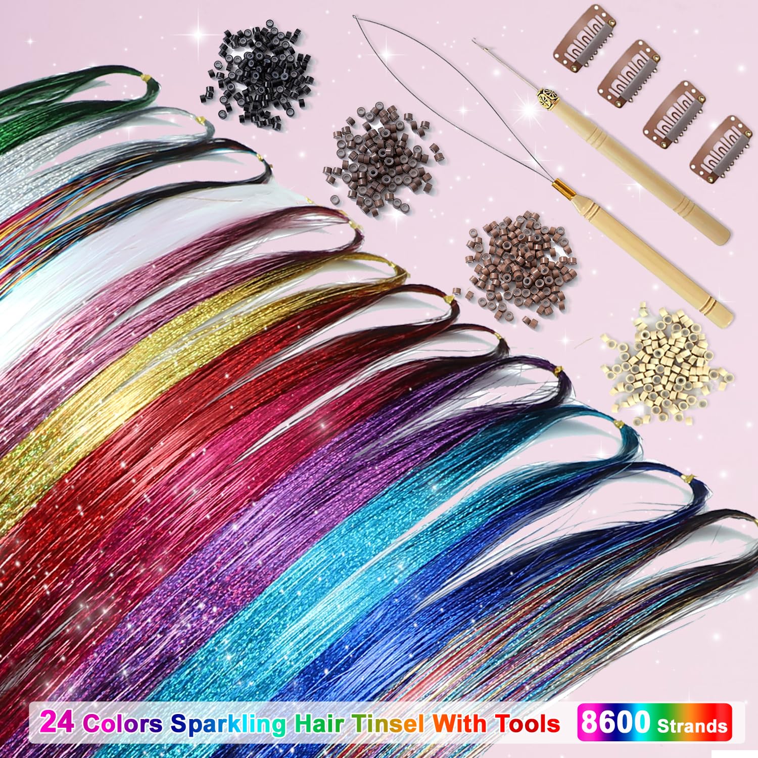 Heat resistant polyester hair tinsel safe and washable