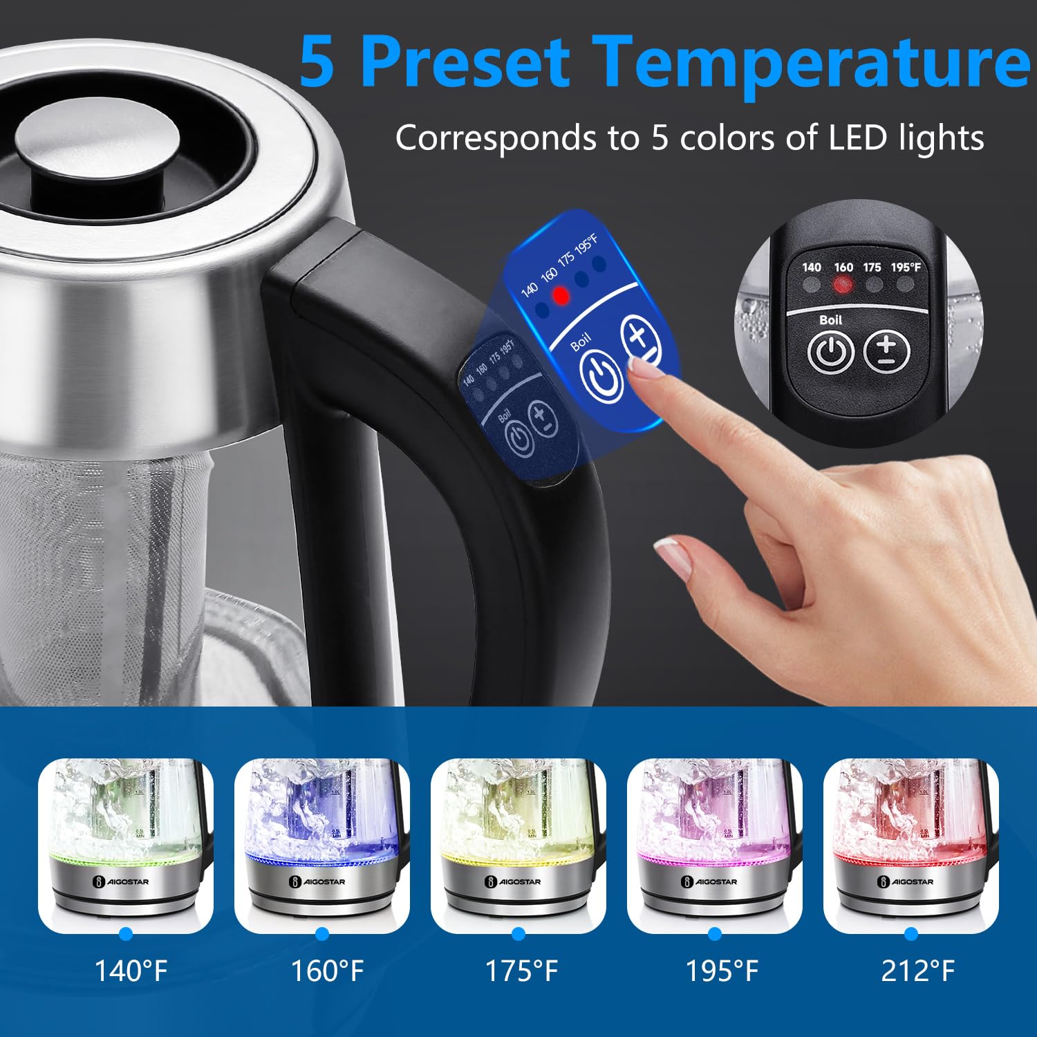 Removable tea infuser in Aigostar kettle