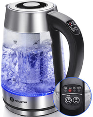 Aigostar electric kettle with borosilicate glass and stainless steel body