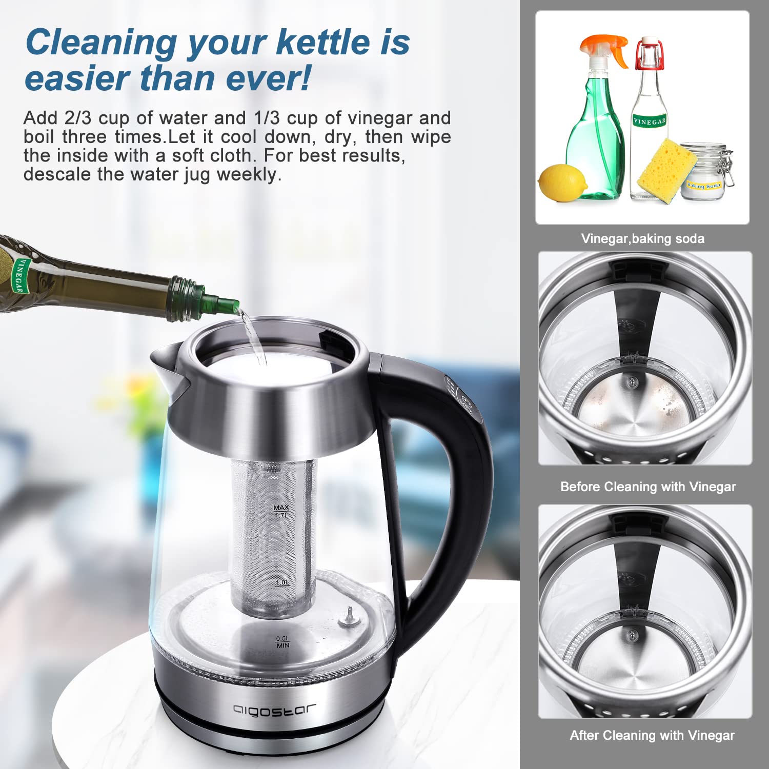 Descale guidance available for Aigostar kettle