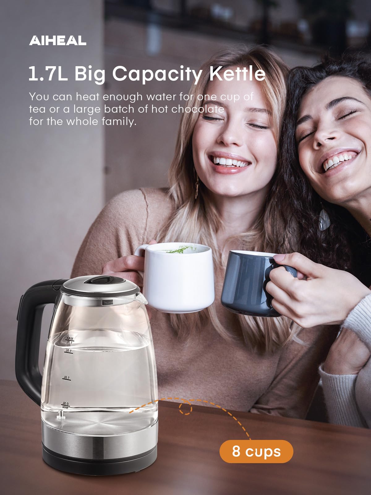 Fast boil 1500 W electric kettle for quick water