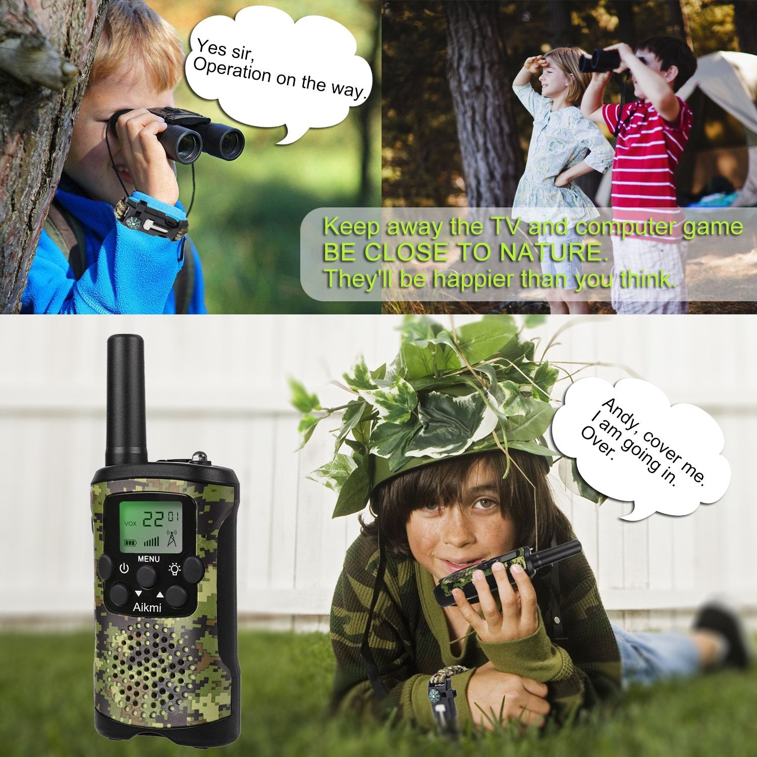 Aikmi walkie talkies for kids outdoor toy packaging image