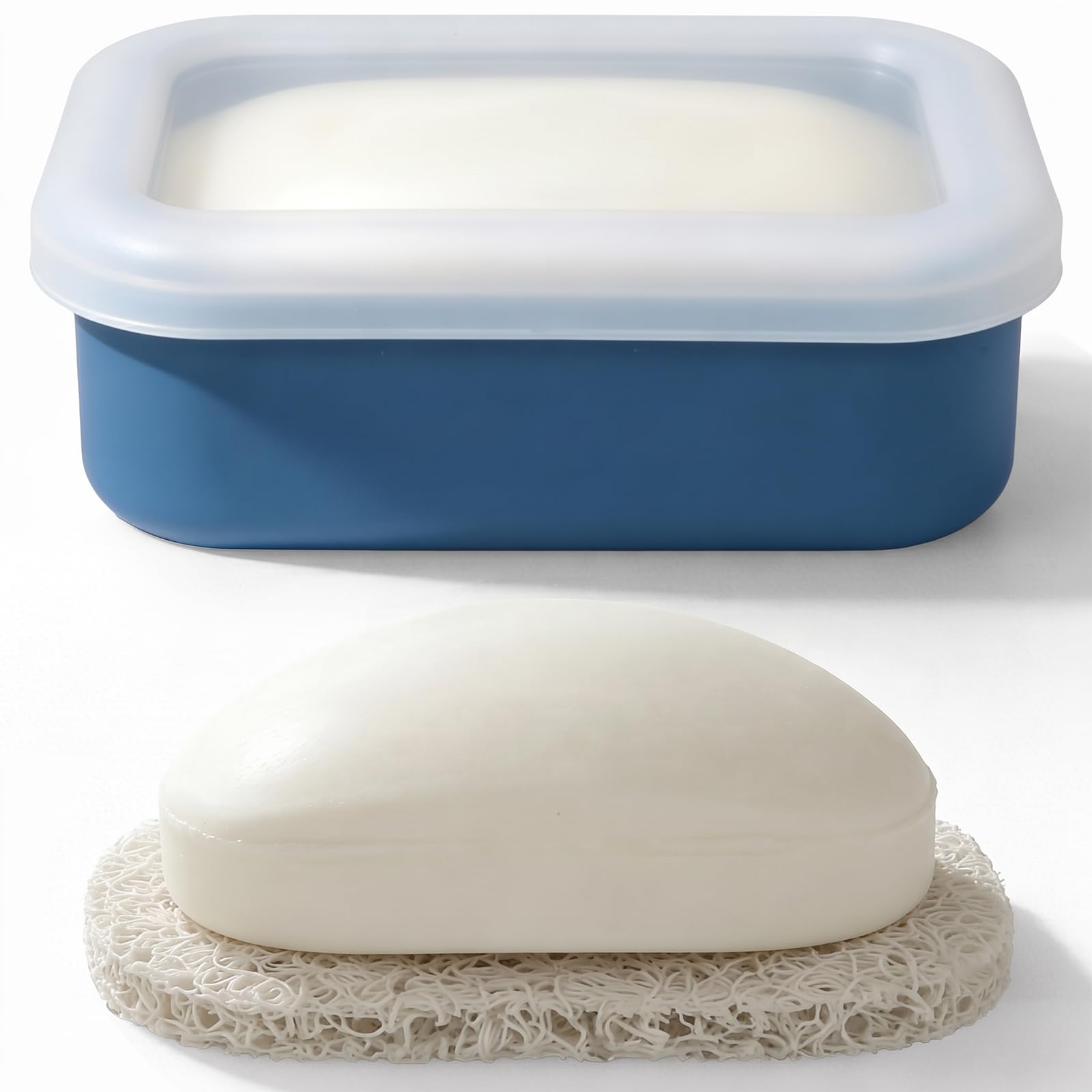 AIMAIAIMAI compact leakproof silicone travel soap case blue