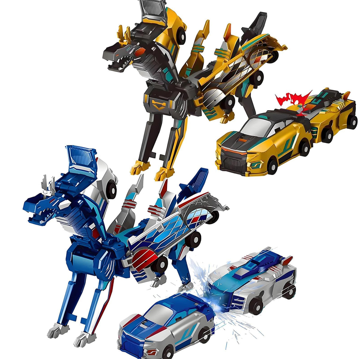 Aimery transforming dinosaur car toy product image with two cars