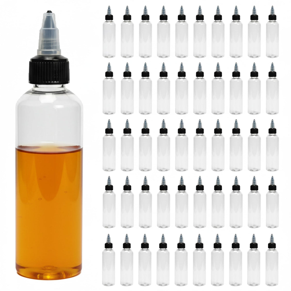 Ainiktozoon 50pcs 4 oz squeeze bottle set in clear PET