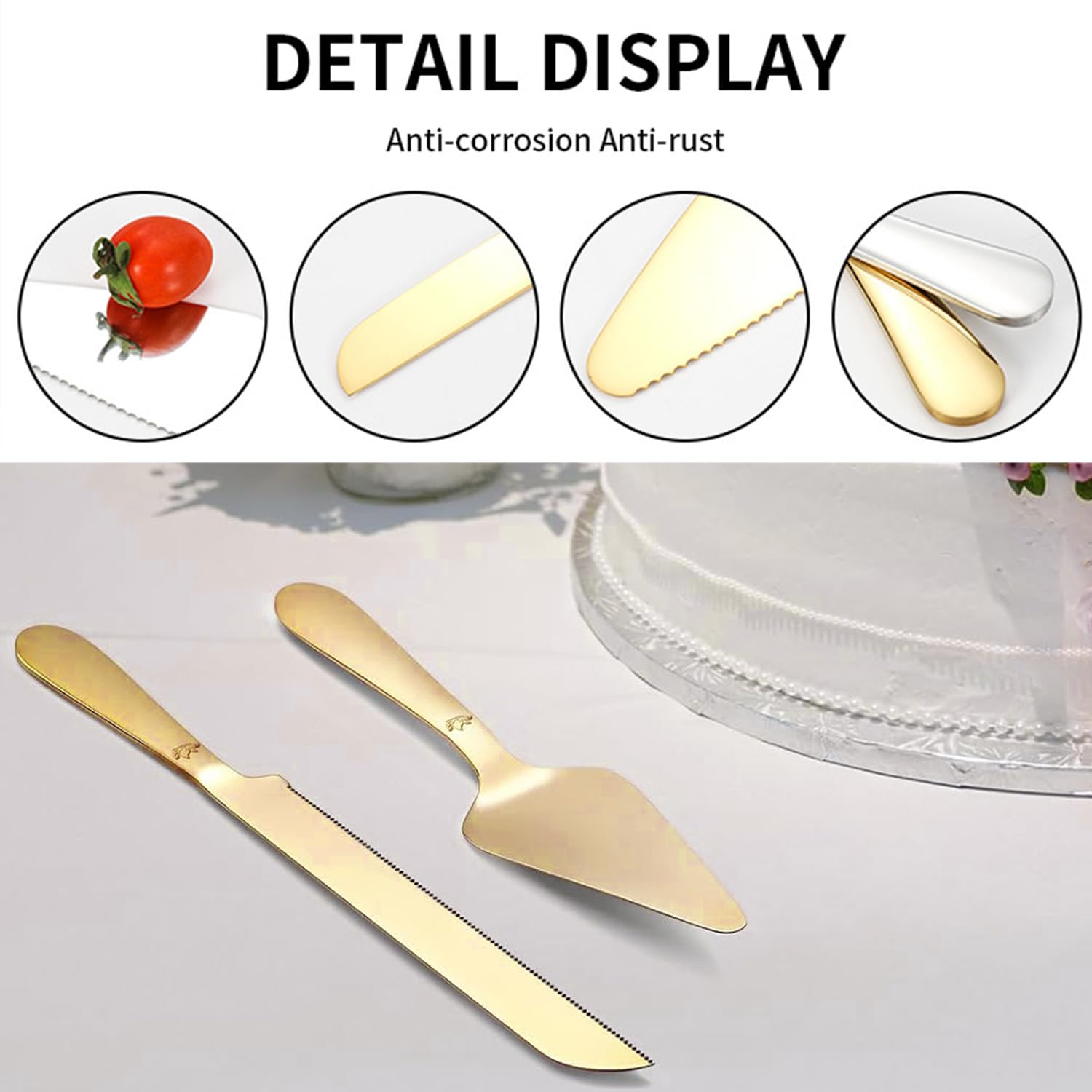 Aiokuo gold finish cake server for weddings