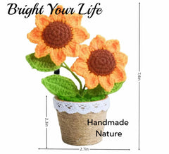 Two heads crochet sunflowers Aiouclay cotton and wire