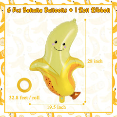 Yellow banana shaped foil balloons 28 x 19.5 inches