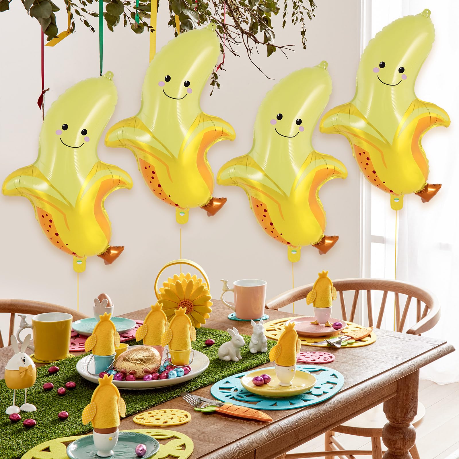 Banana balloons with 32.8 feet ribbon included