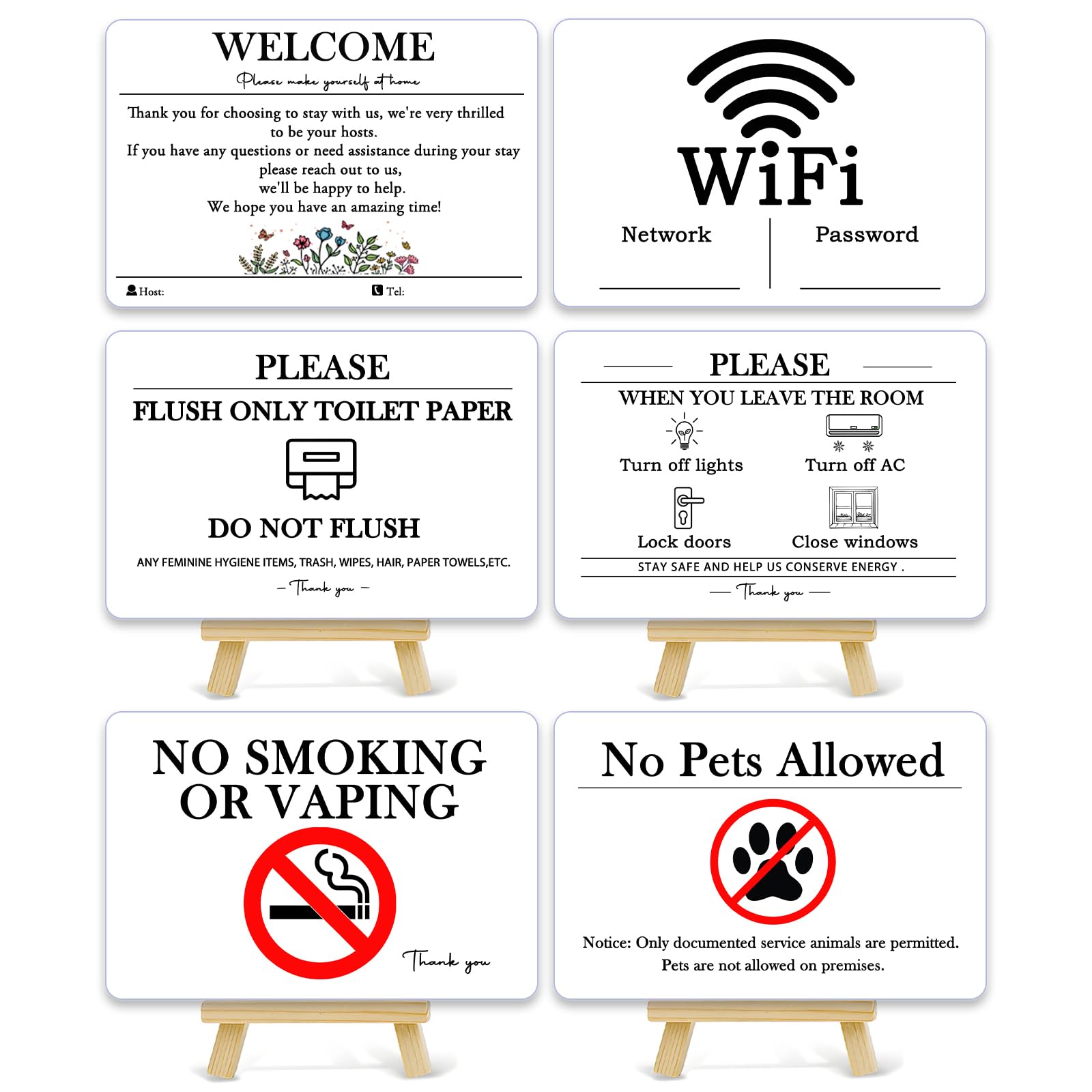 Air Bnb Essentials for Hosts 4x6 frosted acrylic signs