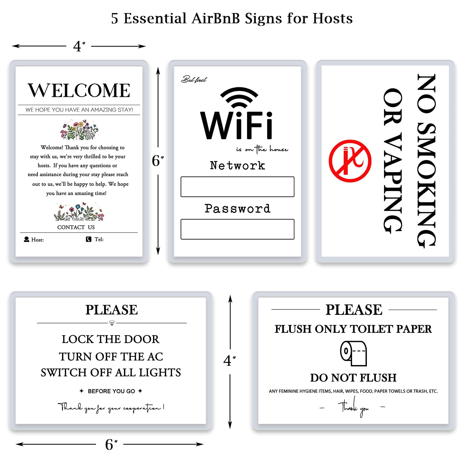 Air BnB before you leave sign for hosts