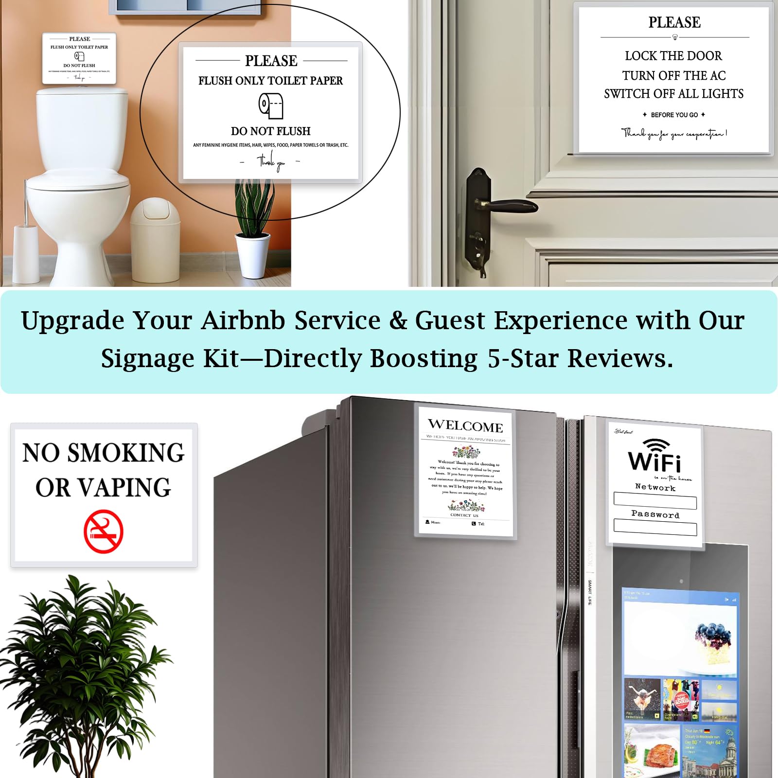Air BnB wifi magnet sign on refrigerator