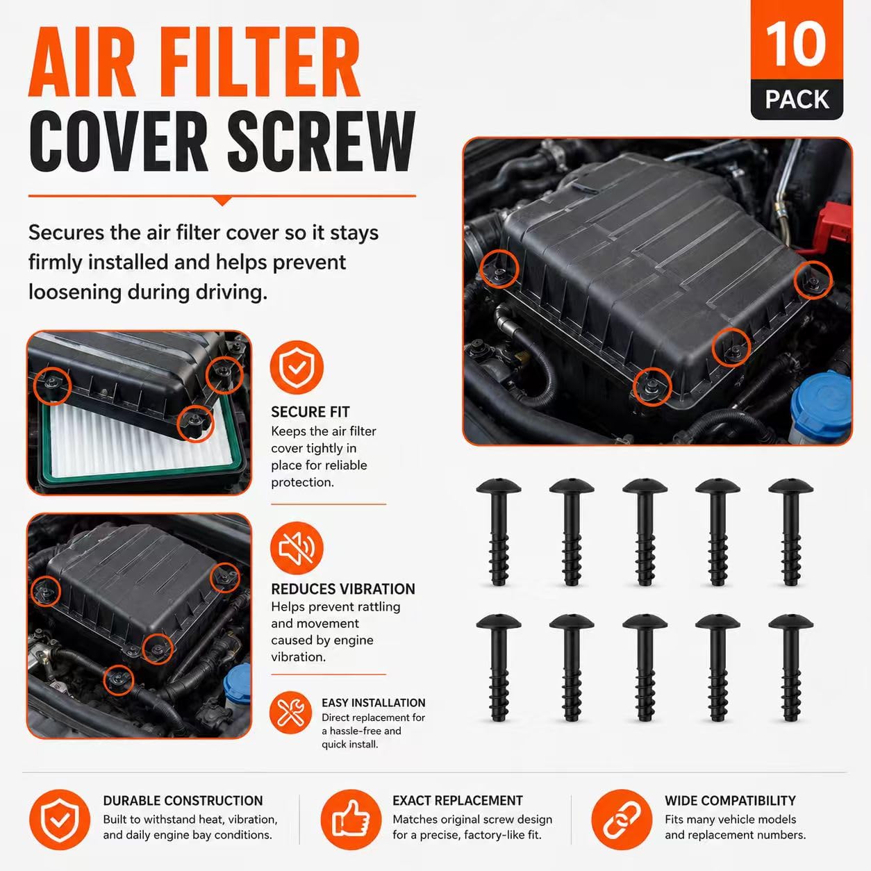 10 piece BAS01004 screw set for air filter housing
