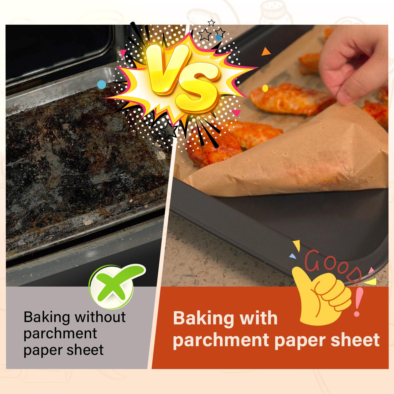 Parchment paper liners for cookies and cakes
