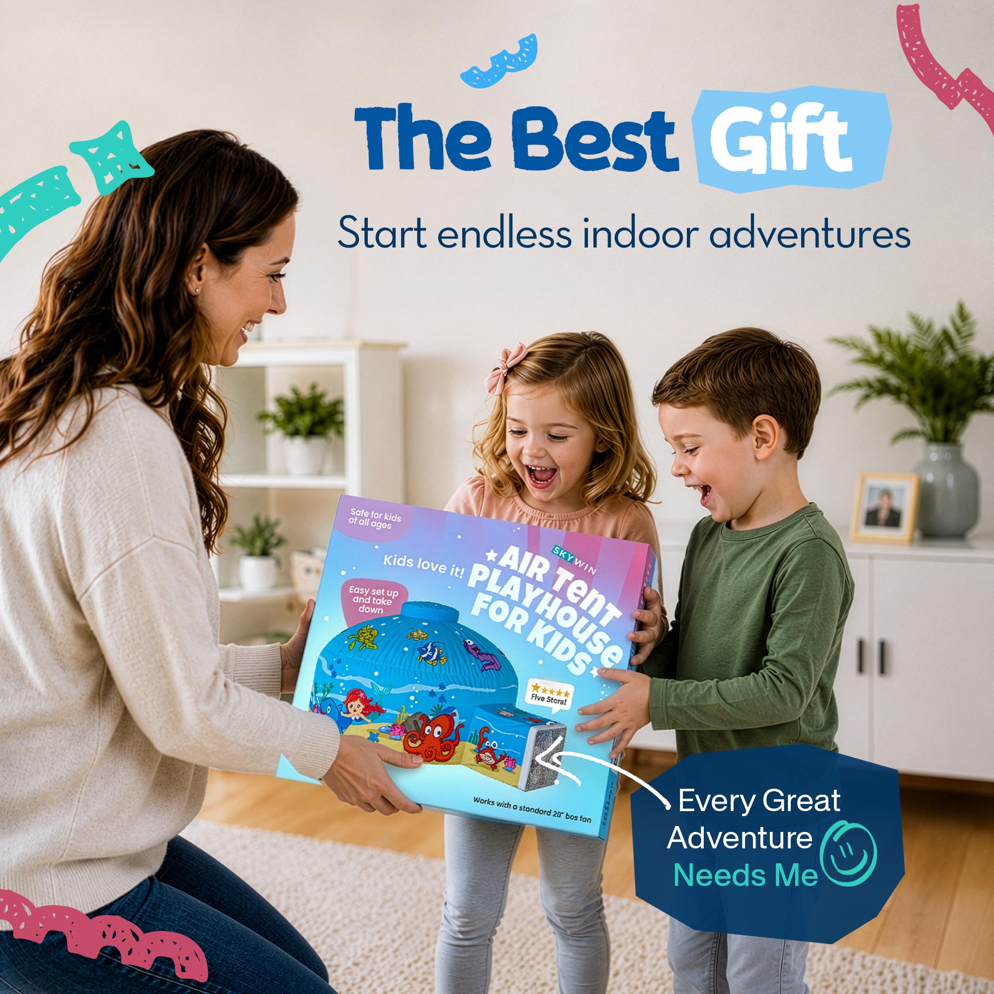 Air tent for kids ocean fun 77 x 50 inches indoors – image 2